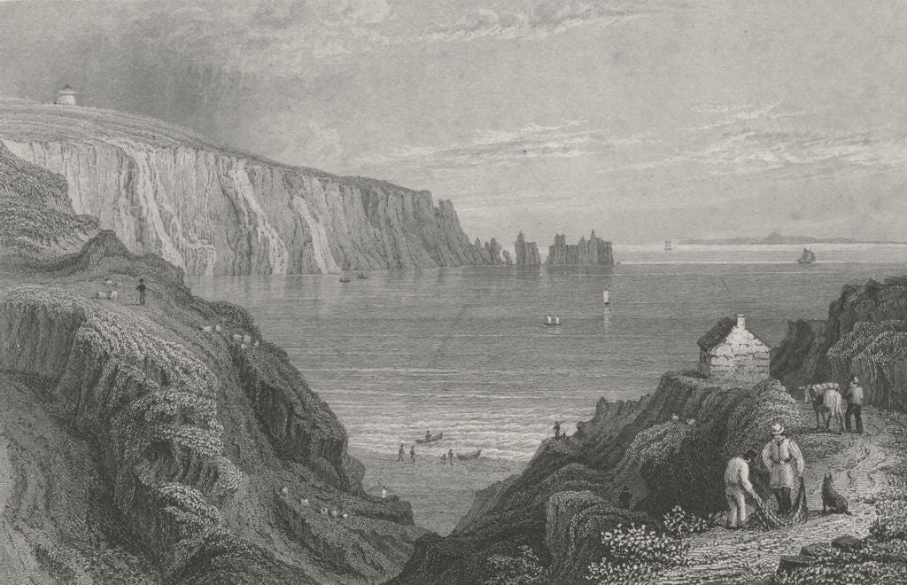 ISLE OF WIGHT. Alum Bay, Needles-Bartlett c1840 old antique print picture
